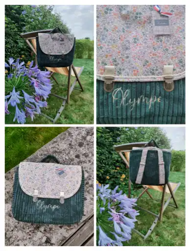 dos cartable rose enfant personnalisé, prénom brodé